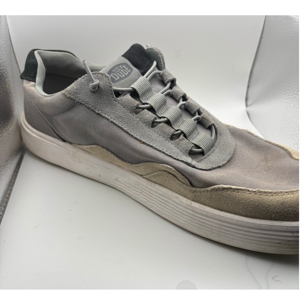Hey Dude Hudson M Canvas Light Grey Men Sneakers Low Top Slip On Shoes Size 14 - Picture 6 of 10